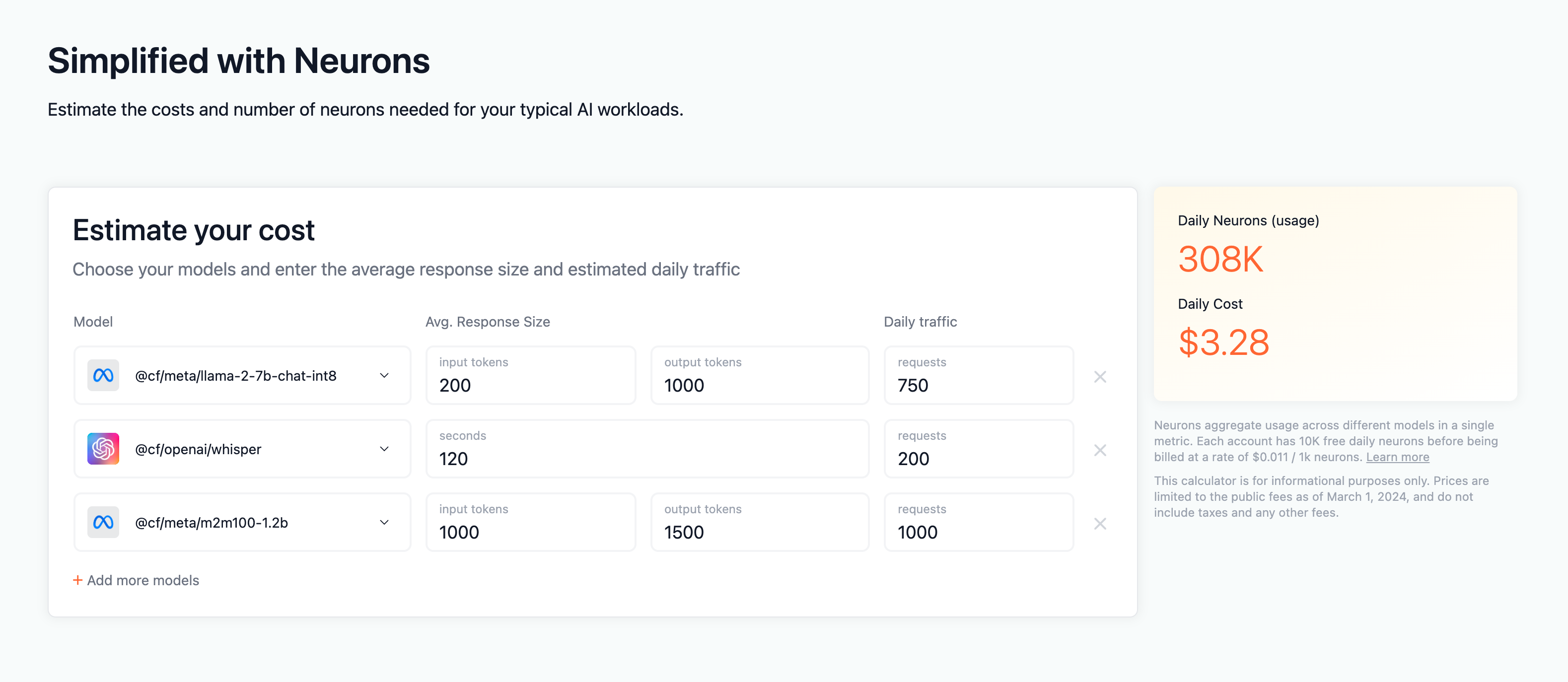 Workers AI Pricing Calculator